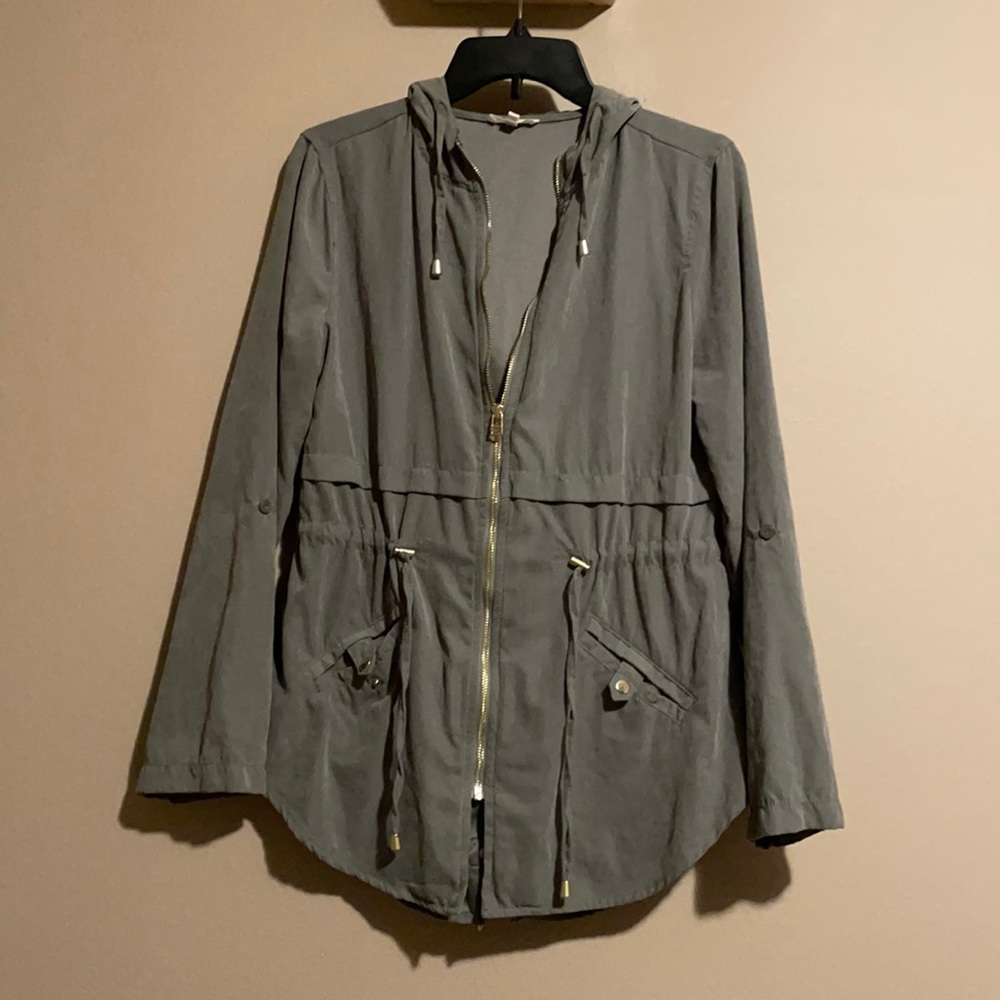 Velvet green, combat style medium jacket.